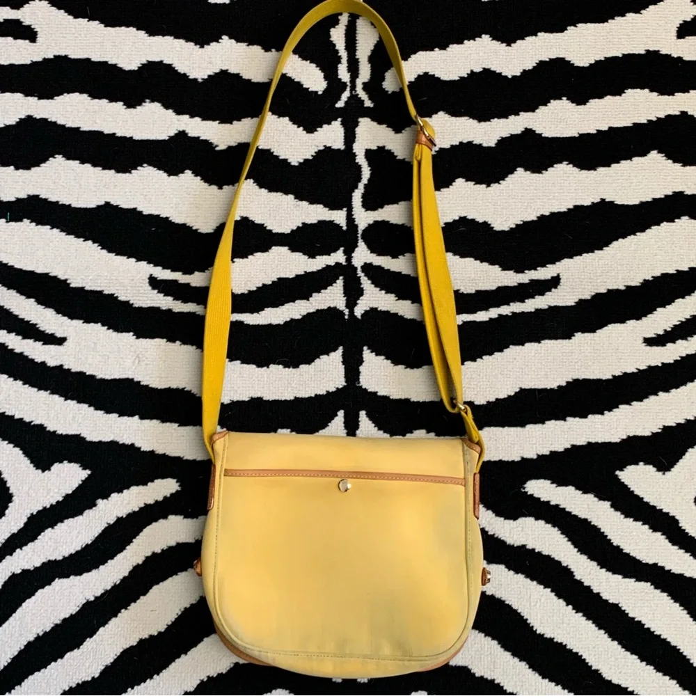 Dooney & Bourke Butter Yellow Canvas Flap Front Shoulder Bag - Picture 2 of 15